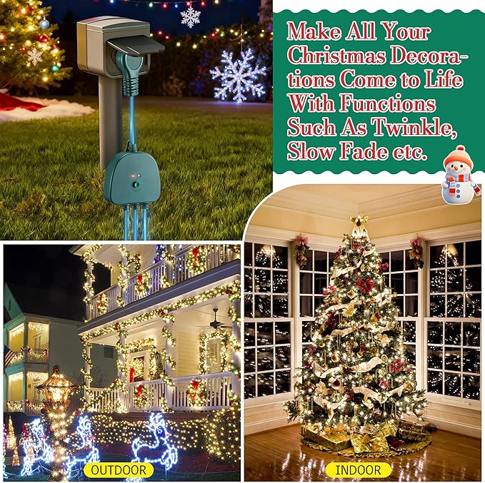 Christmas Light Controller with Remote Create Dazzling Lighting Displays with Multiple Functions Timer Dusk to Dawn Sensor Adjust Speed for Holiday Xmas Lights(3 Channel 14 Functions)