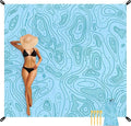 Beach Blanket Waterproof Sandproof 78”x 86” Large Sand Free Beach Mat with 4 Stakes &amp Portable Bag Big Flodable Compact Outdoor Pockets Picnic Blanket
