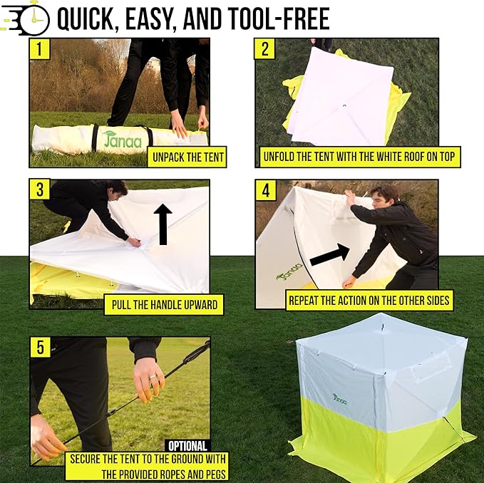 JAX3® Professional Work Tent | Pop Up | 62x62x7 Ft | Instant Quick and Easy Tool-Free Setup | Waterproof UV50+ | Splicing Commercial Tent Fiber Optic for Heavy-Duty Use