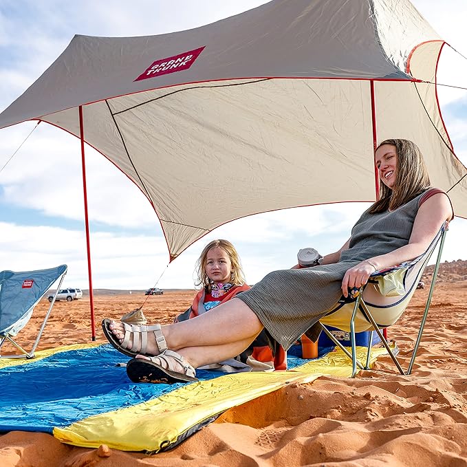 Grand Trunk Parasheet Beach Blanket or Picnic Blanket with Patented Sand Anchor Pockets Stake Loops and Attached Stuff Sack | Best Beach Blanket for Outdoors