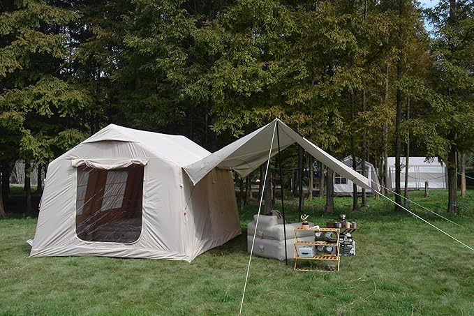 Inflatable Rooftop Tent with Air Mattress &amp Ladder Easy Setup Pop-Up Camping Car Roof Tents with Pump Waterproof Windproof Overland Tents9.8 x13ft with Canopy