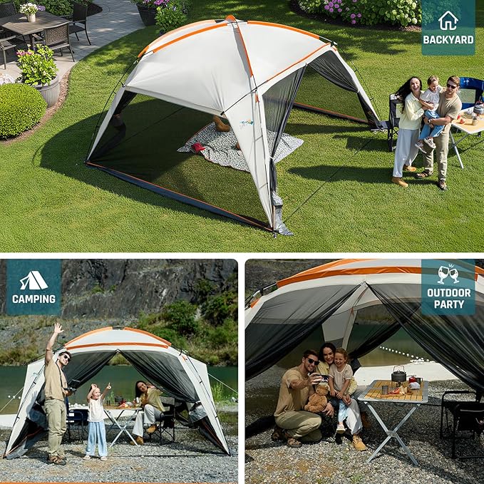 Screen House Tent 12x12ft Screen Room Mesh Gazebos w/ 2 Zipper Doors Camping Tent Screened Canopy Shelter for Outdoor Patios Backyards Activities