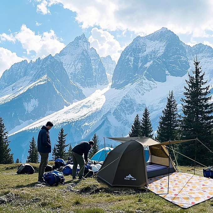 ThreeBears 4-Person Backpacking Tent Shelter 3000mm Waterproof Easy Setup Spacious for Family Outdoor Adventures Hiking and Camping Trips