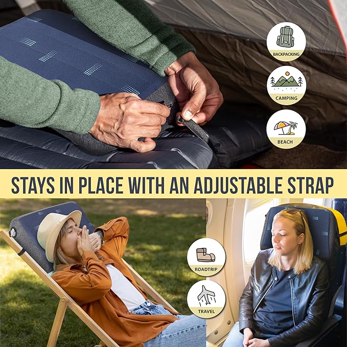 TREKOLOGY ALUFT Pro Inflatable Camping Pillow with Removable Foam-Padded Case - Camp Pillow for Camping &amp Hiking Backpacking Airplane and Travel - Add to Your Outdoor Backpacking Gear Essential