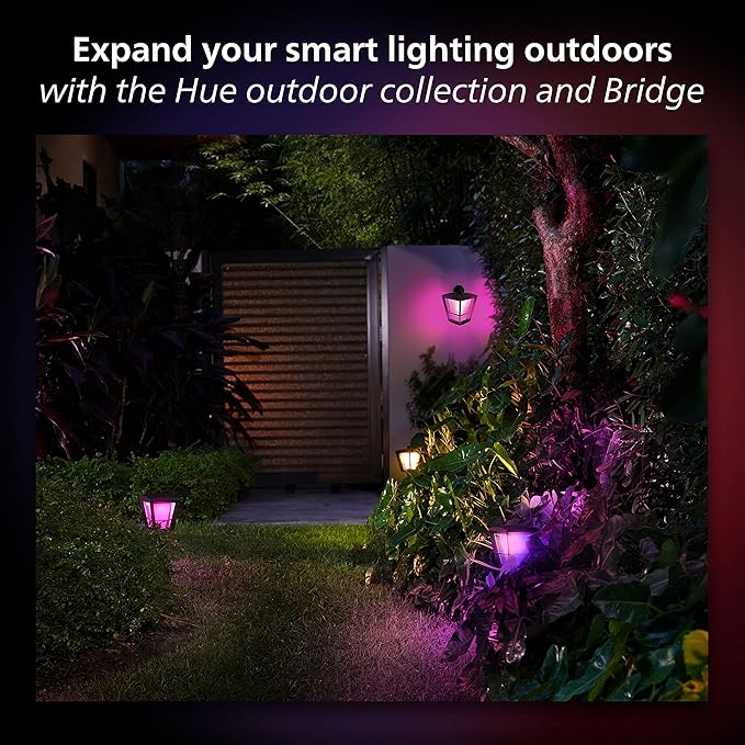 Philips Hue Discover Outdoor Smart Flood Light Fixture Black - 15W White and Color Ambiance LED Color-Changing Light - 2 Pack - Requires Hue Bridge - Control with Hue App and Voice - Weatherproof