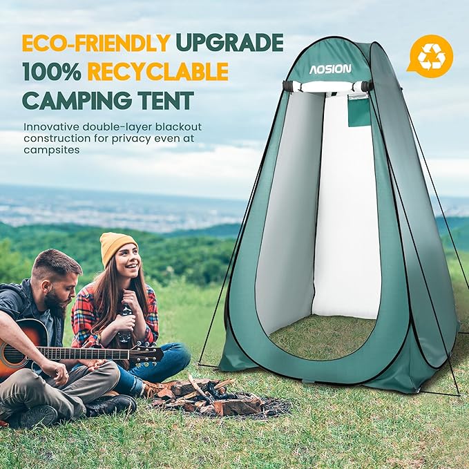 AOSION Privacy Shower TentPop Up Changing TentCamp Bathroom Changing Dressing RoomSun Sunshade Canopy Outdoor Rain Shelter for Camping Hiking Beach Picnic Fishing. (Army Green)