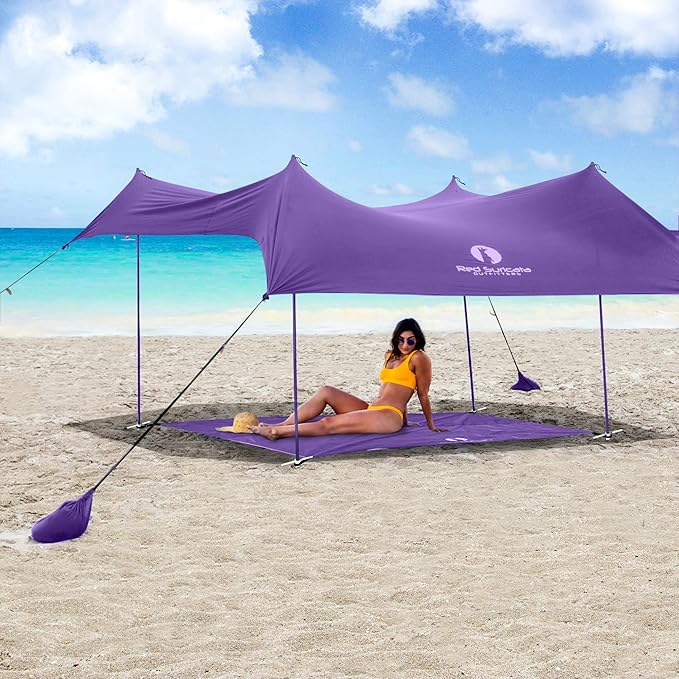 Red Suricata Sand Free Beach Mat – Large Sandproof Beach Blanket Sandless Waterproof – Fits and Matches Beach Canopy - Oversized Sand Proof Beach Mats for Outdoor Picnic Camping (Medium Purple)