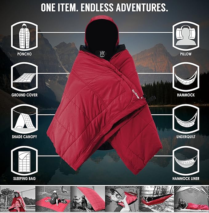 Kijaro Kubie 10-in-1 Versatile Portable Hammock Poncho Blanket Sleeping Bag Hammock Underquilt &amp More - Multi Use Outdoor Gear for Camping Travel &amp Sports Games