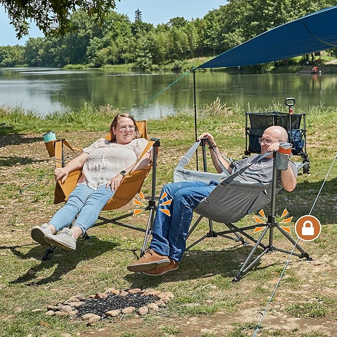 TIMBER RIDGE Hammock Camping Chair Oversized Swinging Hammock Chair with Adjustable Back and Seat for Outdoor Lawn Sports Supports 400lbs Orange