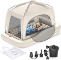 QPAU Inflatable Toddler Travel Bed with Tent Portable Kids Air Mattress with Safety Sides Ideal for Home Grandma's Camping Traveling -Includes Fast Electric Pump