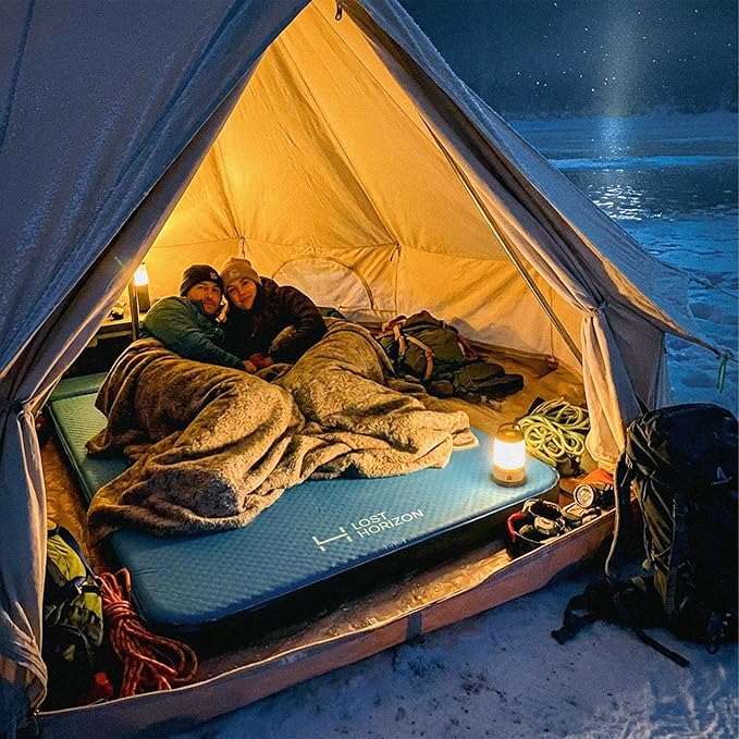 LOSTHORIZON Air &amp Foam Camping Mattress Self-Inflating Sleeping Pad 3 Thick with Pump Sack Full