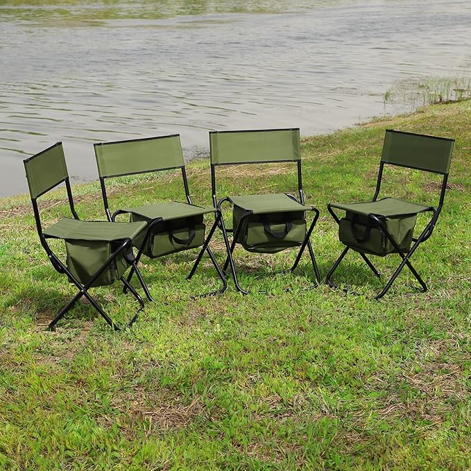 4-Piece Folding Outdoor Chair with Storage Bag Portable Chair for Indoor Outdoor Camping Picnics and FishingGreen