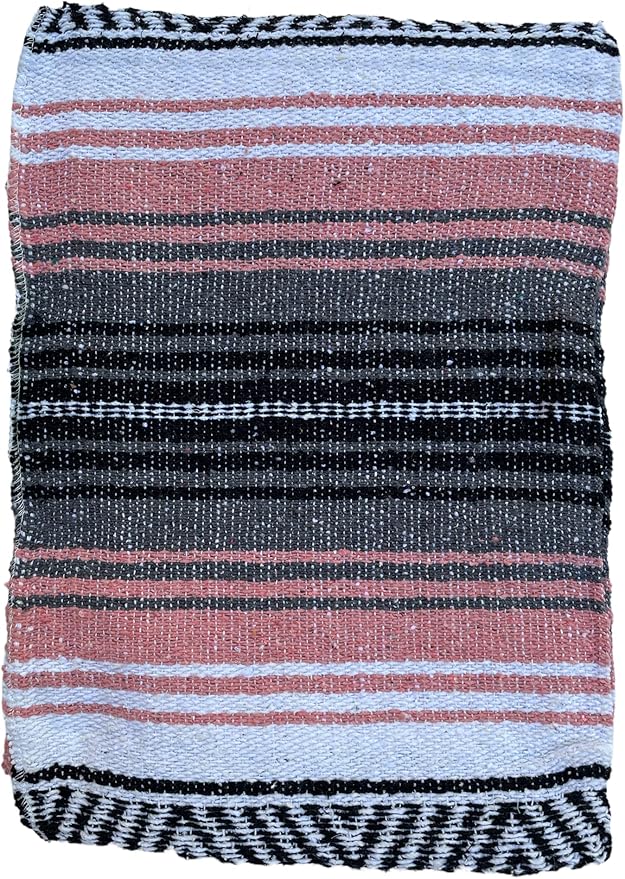 Authentic Mexican Falsa Blanket Perfect for YogaBeach CampingPicnic Car seat Cover Home Throw Decor(Dust Pink/Gray/White)