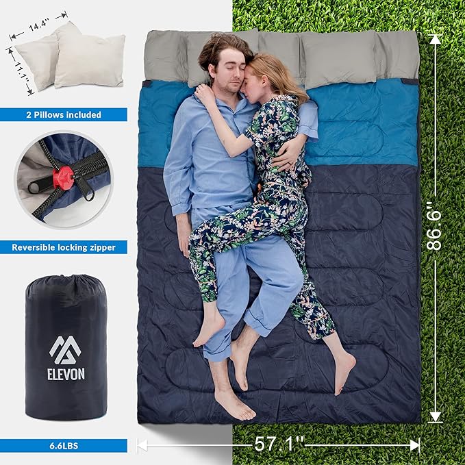 Elevon Sleeping Bag for Adults Teens Kids Cold Warm Weather Portable Waterproof &amp Lightweight Compact with Compression Sack for 3-4 Seasons Camping Backpacking Hiking Travel Indoors Outdoor