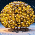 6Ftx4Ft LED Christmas Net Lights Green WireConnectable UL Certified Waterptoof Net Lights for Bushes Trees Shurb Garden Outdoor Christmas Decorations (Warm White)