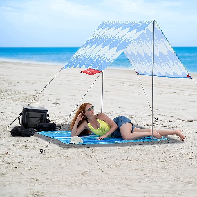 Red Suricata Teepee Beach Tent &amp Beach Canopy for 1-2 Persons UPF50 Sun Beach Shade Sunshade with 2 Aluminum Poles &amp Crossbar 4 Robust Ground Anchor Screws - Compact &amp Lightweight (Canc