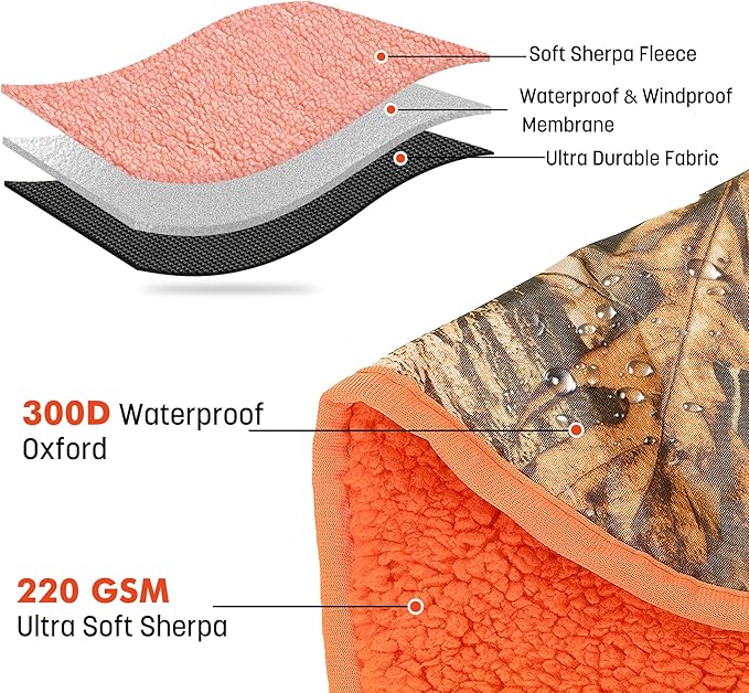 Tirrinia Waterproof Outdoor Blanket with Sherpa Lining Windproof Triple Layers Warm Comfy Foldable for Camping Stadium Beach Picnic Grass Concerts Car Dog 51''X 59'' &amp 59''X 80''