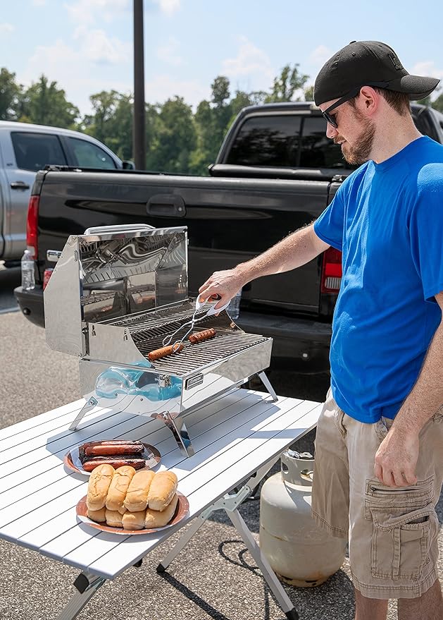 Camco Aluminum Roll-Up Table with Carrying Bag | Lightweight &amp Easy-to-Carry | Comfortably Sits 4-6 People | Ideal for Tailgating Camping The Beach Parties &amp More (51892)