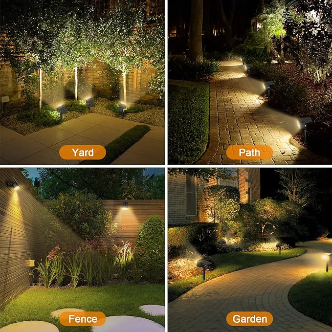 LANSOW Solar Spot Lights Outdoor [4 Pack/76 LED] 2-in-1 Solar Landscape Spotlights 3 Modes IP65 Waterproof Dusk to Dawn Solar Powered Flood Wall Lights for Outside Yard Garden Pathway(Warm White)