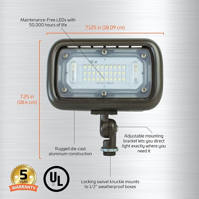 Newhouse Lighting WW30BRZ-2 30-Watt Die-Cast Aluminum LED Wall Wash Flood Light Outdoor Weatherproof Landscape Lighting 2695 Lumens 3000K Warm White 120-277V 1/2 Knuckle Mount Bronze 2-Pack