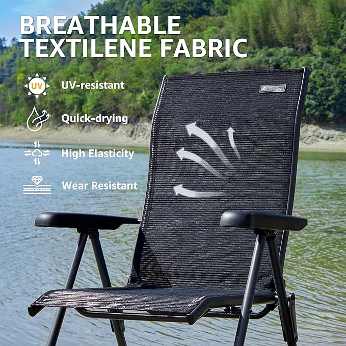 X Strike Folding Camping Chair Support 350 LBS Outdoor Fishing Chair for Adults Breathable Mesh with Adjustable High Back Support and Leg Aluminum Frame for Fishing Camp Lawn Patio.