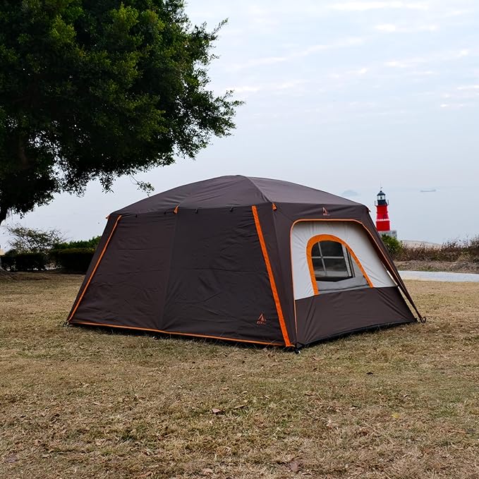 KTT Large Tent 8-10-12 PersonFamily Cabin Tents2 Rooms2 Doors and 4 Windows with MeshStraight WallWaterproofDouble LayerBig Tents for OutdoorPicnicCampingFamily Gathering