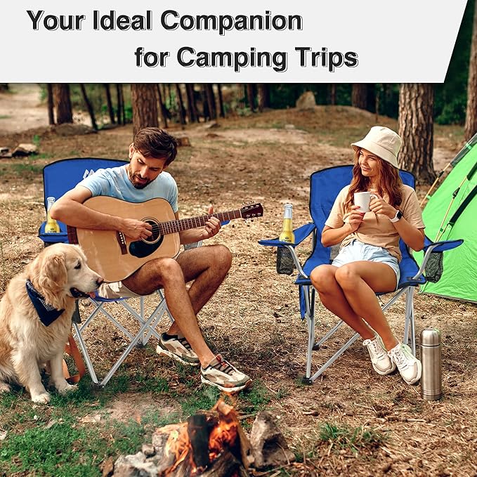 Elevon Camping Chair Portable Folding Outdoor Chair with Arms Cup Holder and Carry Bag