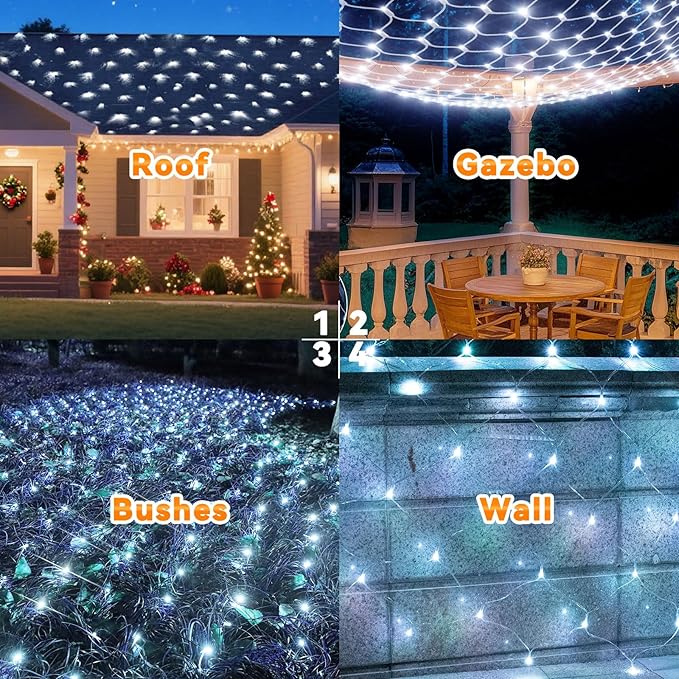 LitHome 21ft x 5ft Christmas Net Lights Outdoor 360 LED Mesh Fairy String Lights with 8 Modes Connectable Plug in Waterproof Mesh Lights for BushesTreesGardenPatioYard Decorations(White)