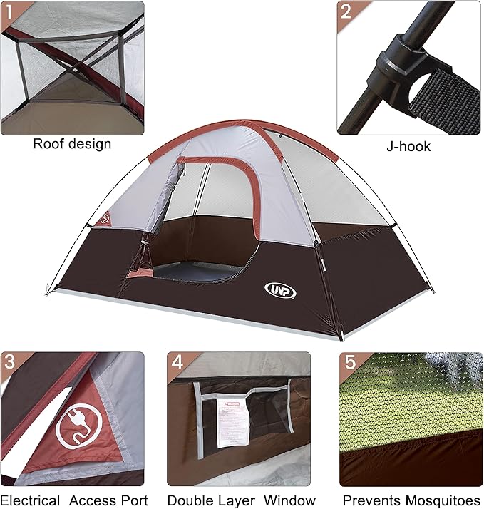 Camping Tent 2-4 Person Waterproof Windproof Tent with Rainfly Easy Set up-Portable Dome Tents for Camping…