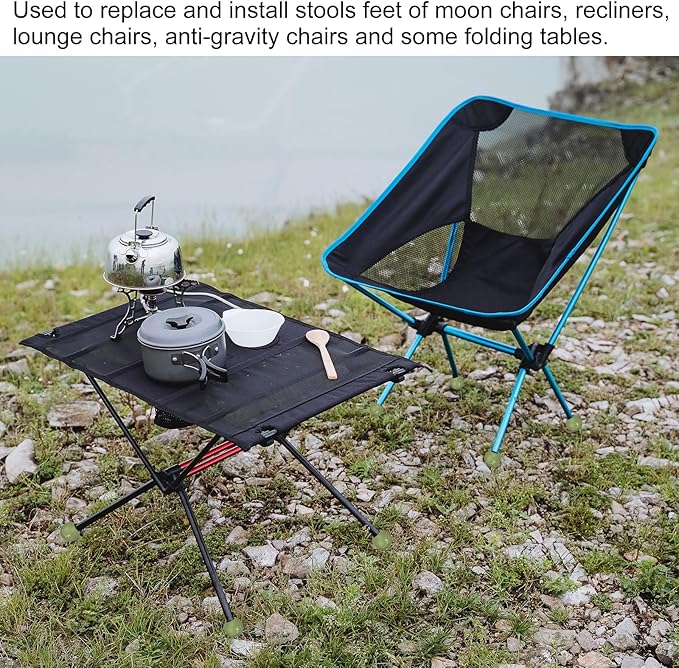 PATIKIL 0.55 Inch Chair Feet Replacement 8 Pack TPE Outdoor Camping Chair Leg Tips Ball Cap Folding Chair Legs Floor Protectors Stability on Rugged Fit for 0.55(14mm) Chair Feet Green