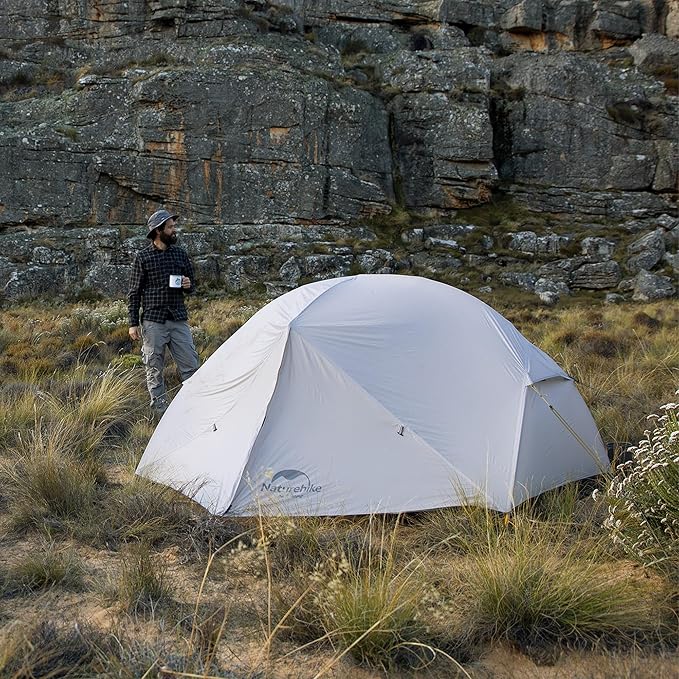 Naturehike Mongar UL Tent [2025 Upgrade] - 1-2 Person Ultralight 3 Season Camping Tent Waterproof One Person Two Person Backpacking Tent for Hiking Cycling Easy Setup