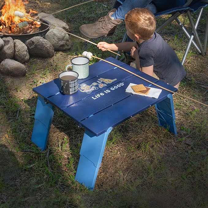 Life is Good Family Portable Outdoor Folding Table with Adjustable Height and Carry Bag for Beach Camping 30lb Weight Capacity 22 x 20 x 16