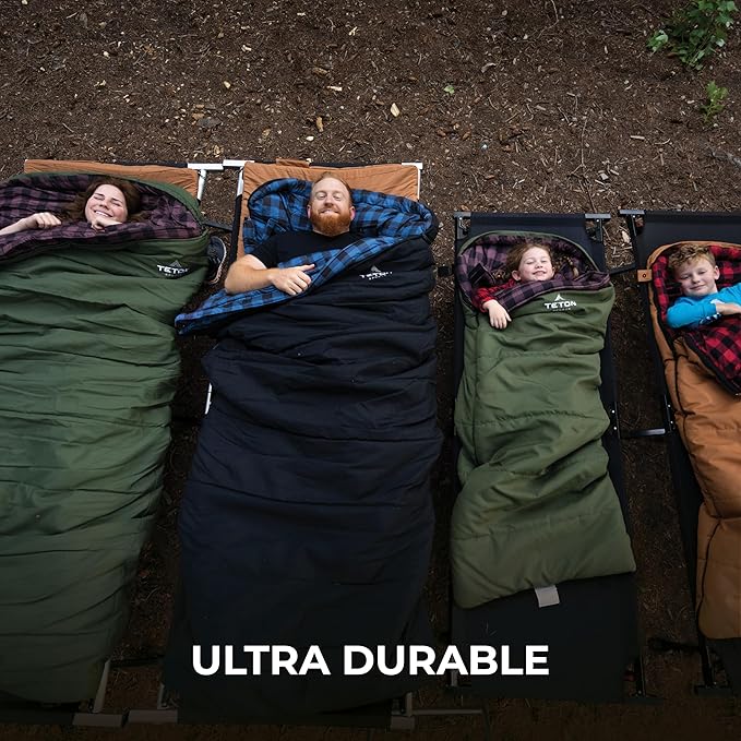Teton Mammoth Queen Size Double Sleeping Bag- A Warm Bag The Whole Family can Enjoy – Great for Camping Hunting and Base Camp. Compression Sack Included