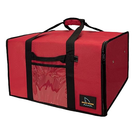 OujiuShark Insulated Pizza Bags for Delivery 20in x 20in x 12in Commercial Pizza Warmer Bag Large Pizza Carrier for Hot and Cold Food (Red)
