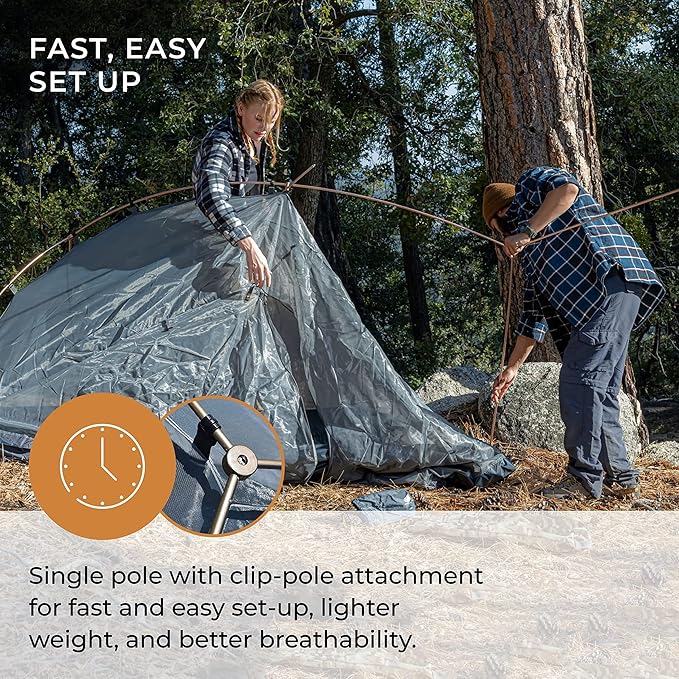 Hyke &amp Byke Zion Hiking &amp Backpacking Tent - 3 Season Ultralight Waterproof Tent for Camping w/Rain Fly and Footprint - 1 Person - Orange