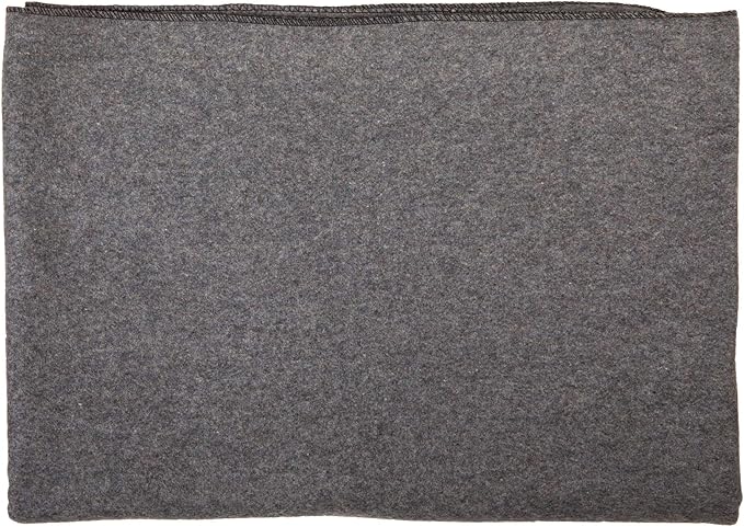 Farm Blue Wool Survival Emergency Blanket - Military Style 80” x 62” - Thick &amp Lightweight Army Camping - Large Camp Survival Blankets - Store in Car Hiking Backpacking &amp Festivals (Charcoal