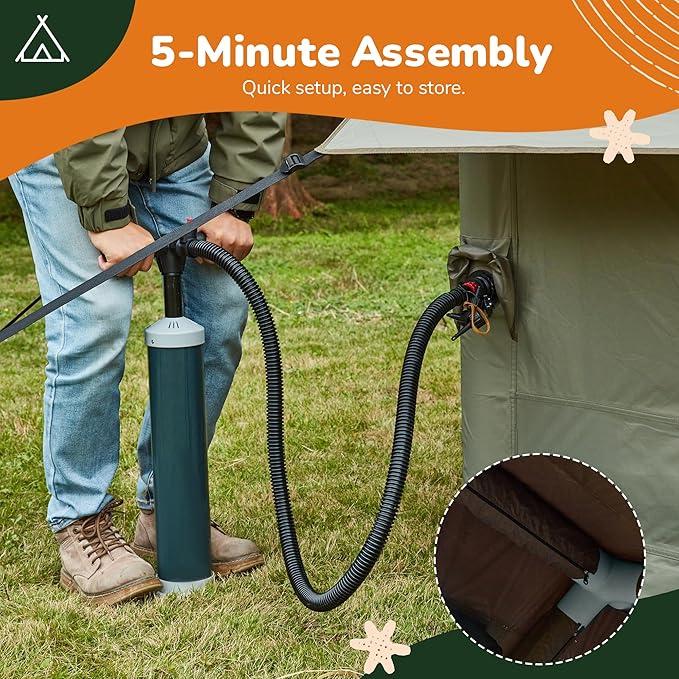 2026 Upgraded Inflatable Tents for Camping 6-8 Person Blow Up Tent with TPU Skylight Mesh Windows Stove Jack &amp Pump Easy Setup 4 Season Large Inflatable Tent Waterproof &amp Windproof