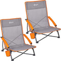Portal Beach Chairs for Adults Camping Low Lightweight Portable Chair with Cup Holder Mesh Back Carry Bag for Outdoor Sand Lawn Travel Picnic Festival Concert