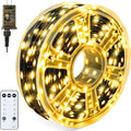 Joiedomi 1200 LED Christmas Lights Outdoor394 FT Warm White Christmas Tree Lights with 8 Modes Timer PVC Green Wire String Lights with Reel for Indoor Outdoor Holiday Xmas Eve Night Decorations