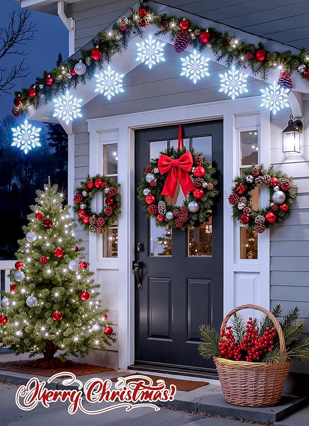 Brightown Snowflake Lights Outdoor 2 Sets Total 20 Large Snowflake Christmas Pathway Lights Christmas Decorations Outside Yard Sidewalk Walkway Driveway Marker Stake White