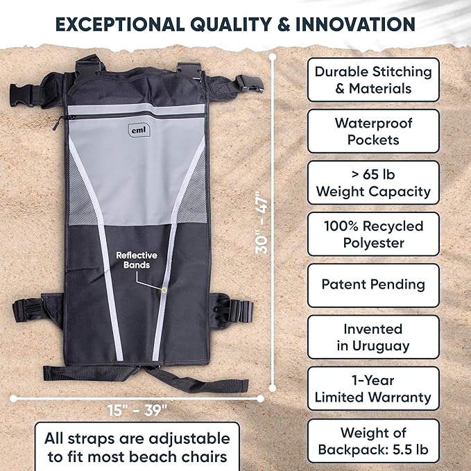 Folding Chair Carrying Bag - Large Beach Chair Backpack -Beach Accessories Must Haves - Beach Chair Carrying Bag - 2025 Version Reinforced and Stronger Zippers