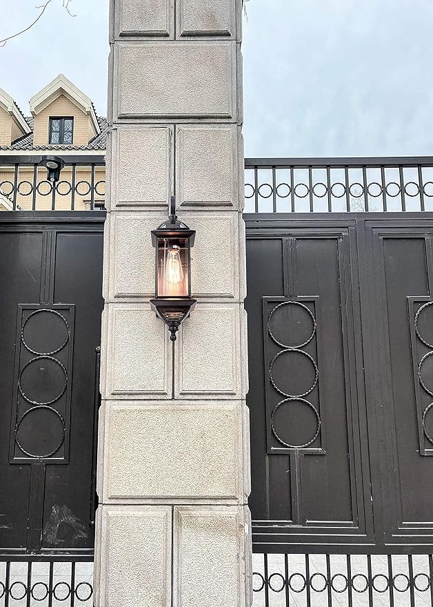 Outdoor Light Fixture 18.5 H Porch Light Oil Rubbed Bronze Outdoor Wall Lights with Clear Glass Waterproof Outside Lights for House Patio Garage Frontdoor 1 Pack Bulb Not Included