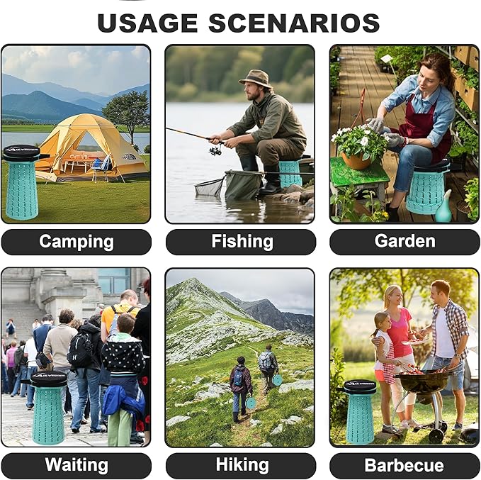 ALEVMOOM Upgraded Collapsible Stool with Cushion600LBS Max Weight18.1 Height AdjustableSturdy Portable Telescoping StoolFolding Camping Stool for Outdoor Hiking Travel