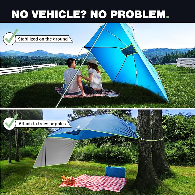 KNOX Universal Canopy Tent for Camping Pop-Up Canopy Tent Awning with Sidewall Compatible with Truck Tailgate SUV RV Van Portable Teardrop Awning Shade for Camping Beach Picnics (Blue)