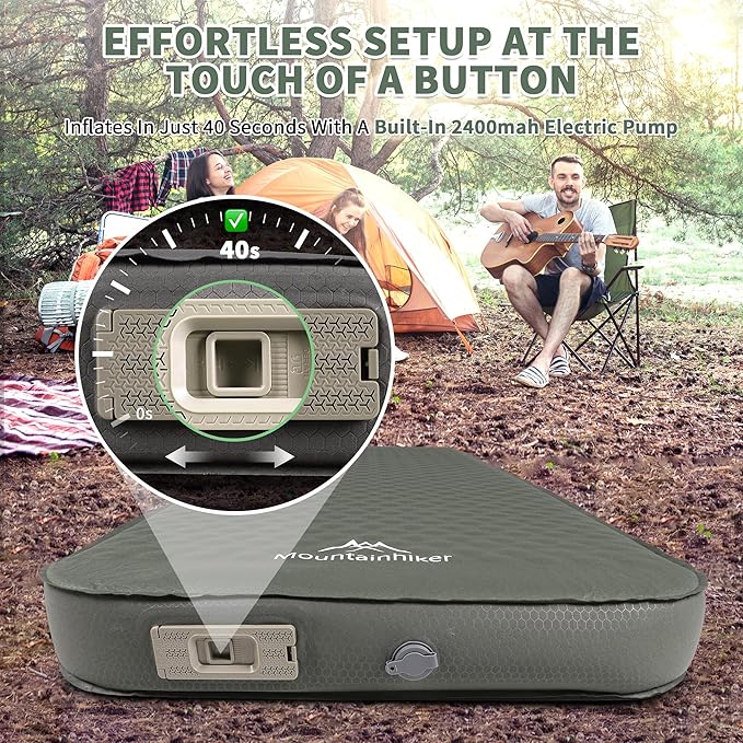 Self Inflating Sleeping Pad with Electric Pump 4 Ultra-Thick Memory Foam Camping Pad 40s Fast Inflating Camping Mattress Pad 4-Season Insulated Camp Sleeping Mat for Outdoor/Travel/Tent (Single)