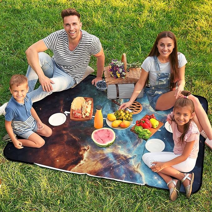 Zipper Universe Galaxy Space Style Picnic Mat Suitable for Travel Camping Park Or Home Use