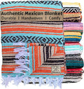 Del Mex Classic Mexican Blanket Large Authentic Woven Falsa Throw (70x50) Artisan Southwest Décor for Beach Yoga Outdoors (Mint/Tan/Orange)