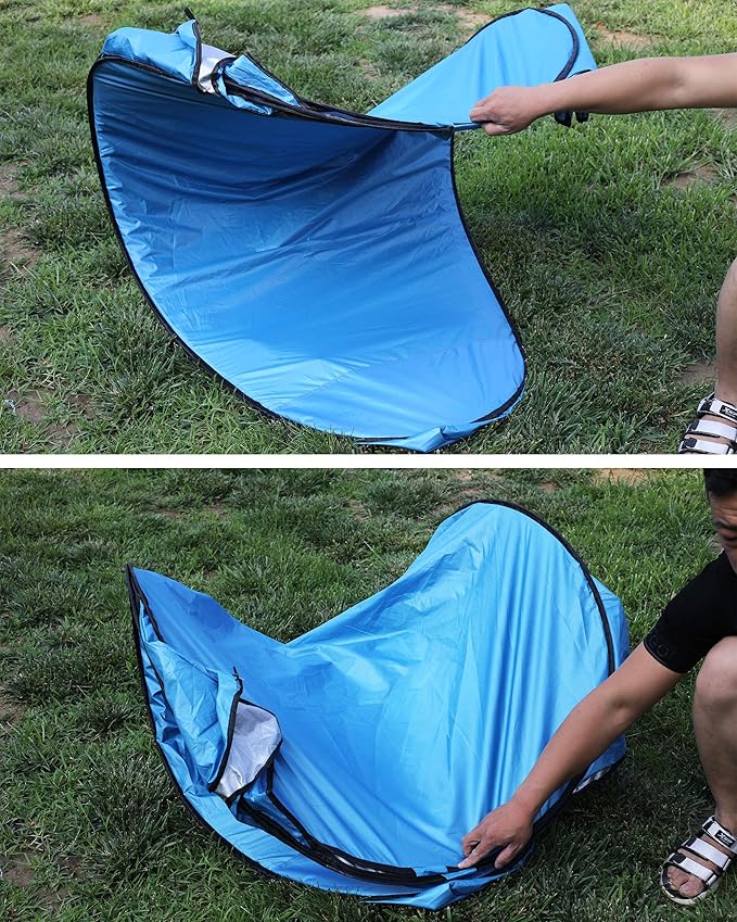 WOWCASE 1-2 Person Large Space Pop Up Shower Privacy Shelter Tent with 3 Windows Outdoor Waterproof Silver Anti-UV Coated Portable Dressing Room Privacy Shower Tents for Camping Beach Isolation Sun