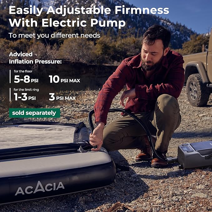 ACACIA Air Floor 2-3 Person for Space Camping System 4-Layer 6-Inch-Thick Inflatable Floor for Floating Tent Waterproof Moistureproof Camping Base with Removable Carpet Repair Patch Carry Bag