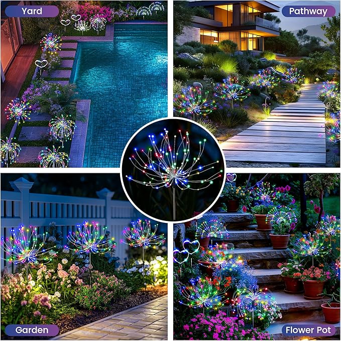 Garden Decor Solar Lights Outdoor120LED Waterproof Colorful Solar Fairy Garden Lights for Outdoor DecorationYard Patio PorchFlower PotPathwayChristmas (6Pack)